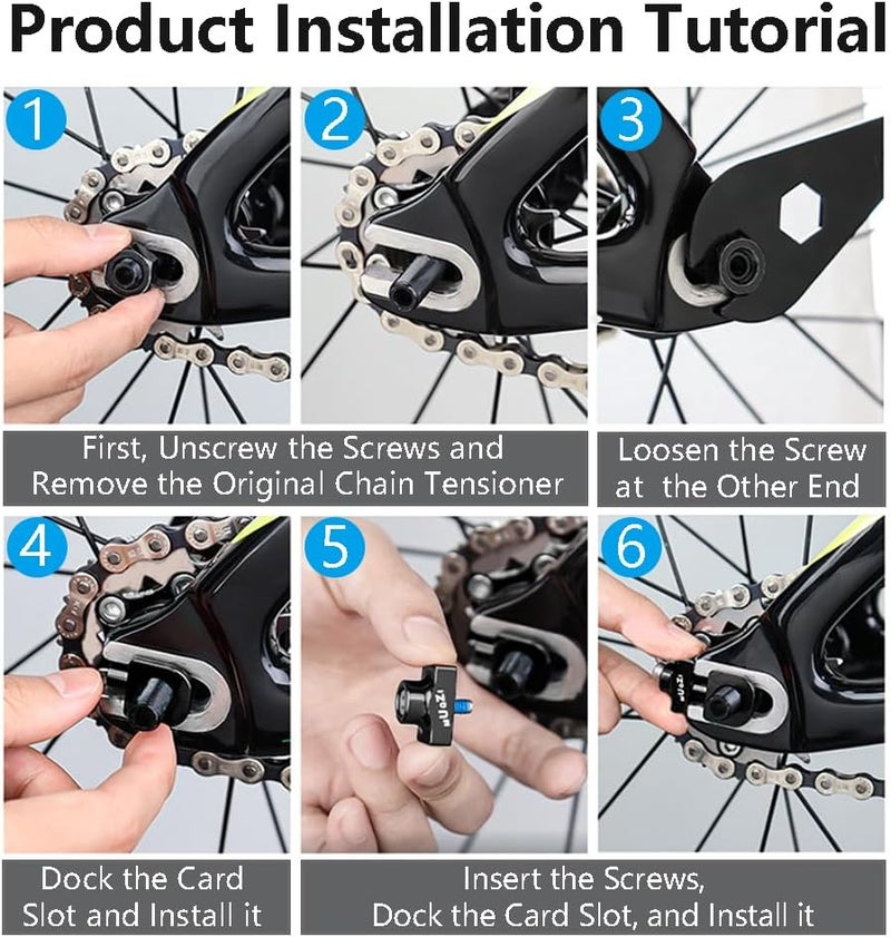 SeonFook 2pcs Single Speed Bicycle Chain Tensioner Adjuster Regulator Bike Repair Tools, Aluminum Alloy Bike Chain Fastener for BMX Fixed Gear Bicycle - Image 5